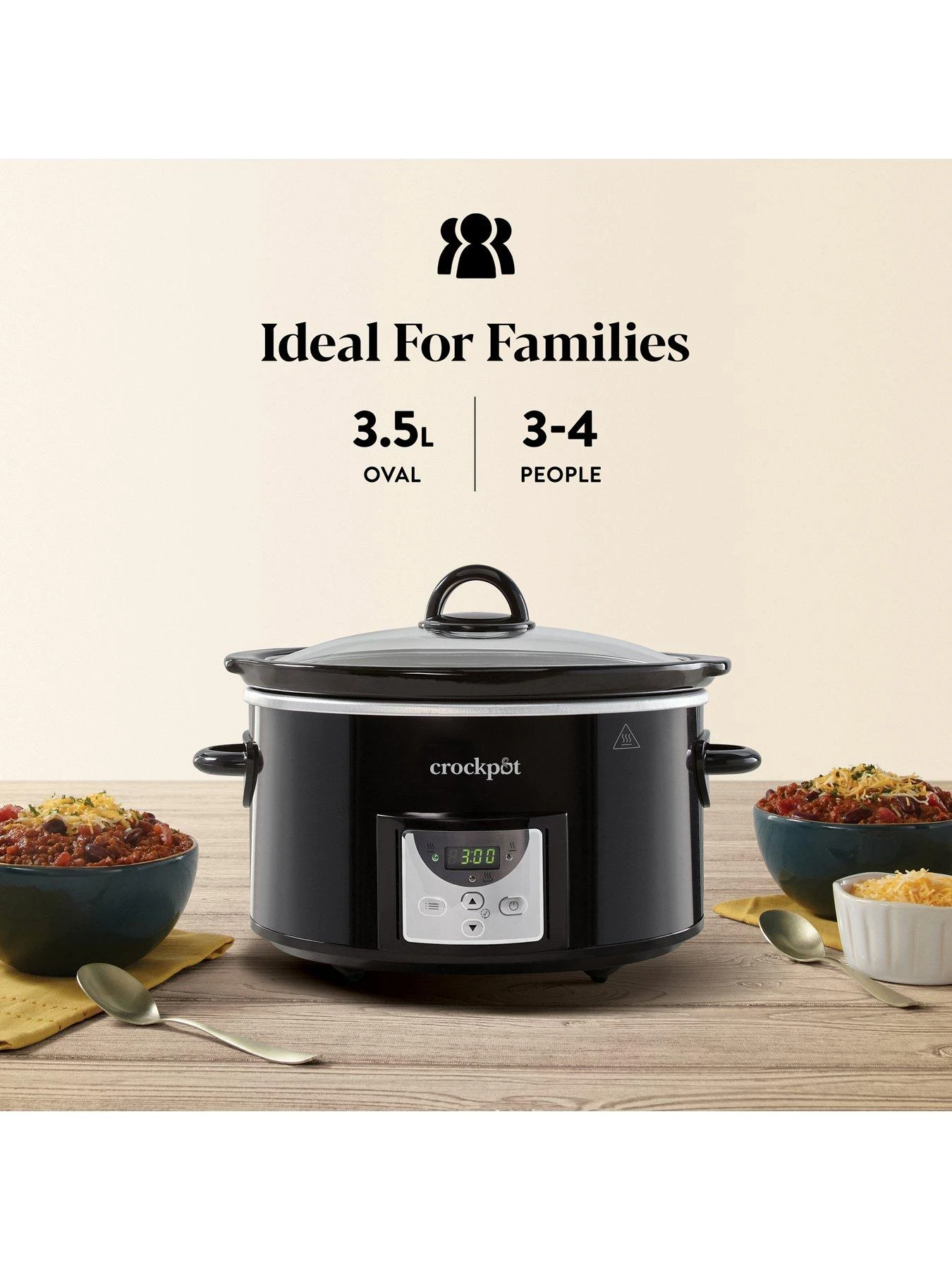 Crock-Pot Crockpot 3.5L Black Digital Slow Cooker - Image 3