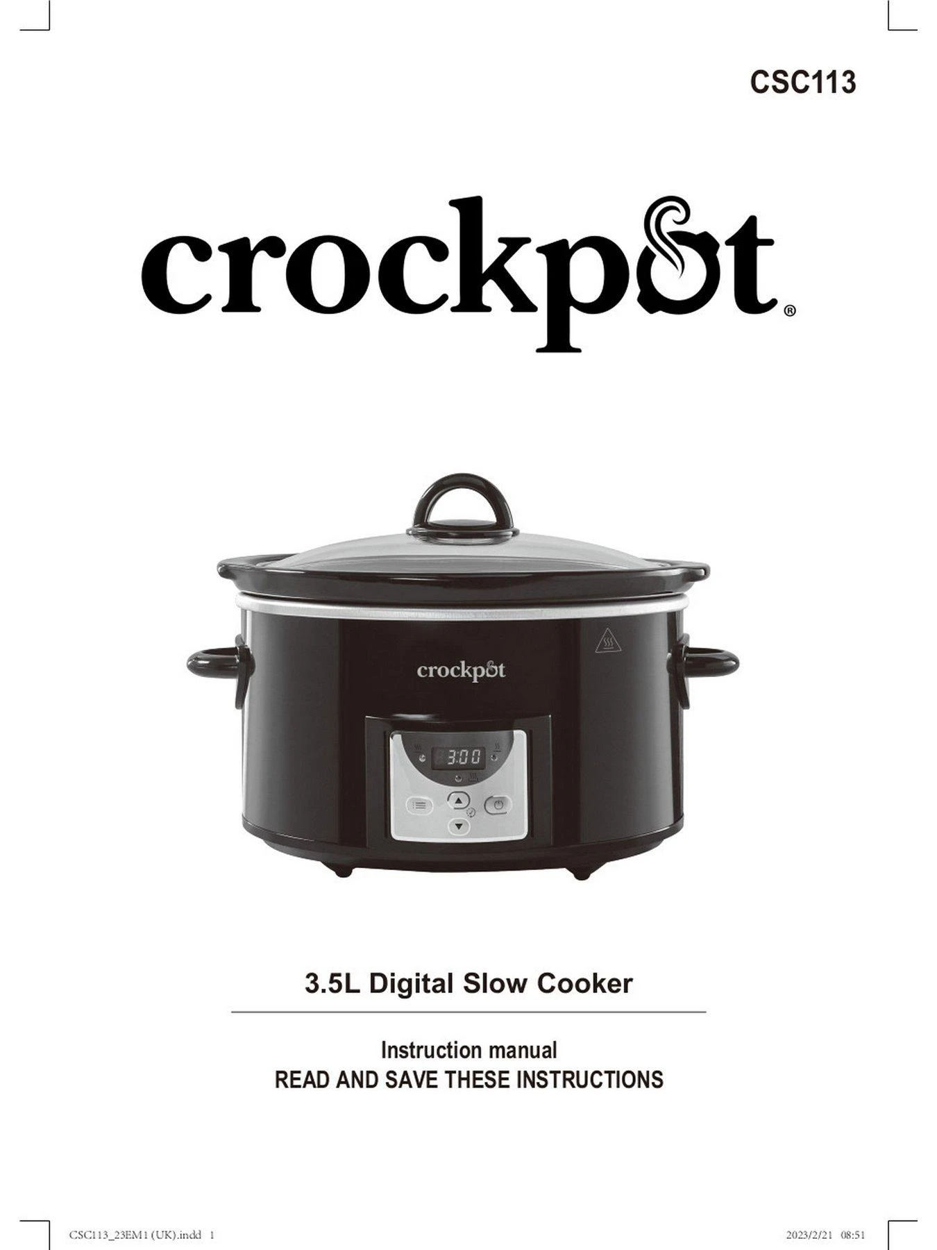 Crock-Pot Crockpot 3.5L Black Digital Slow Cooker - Image 7