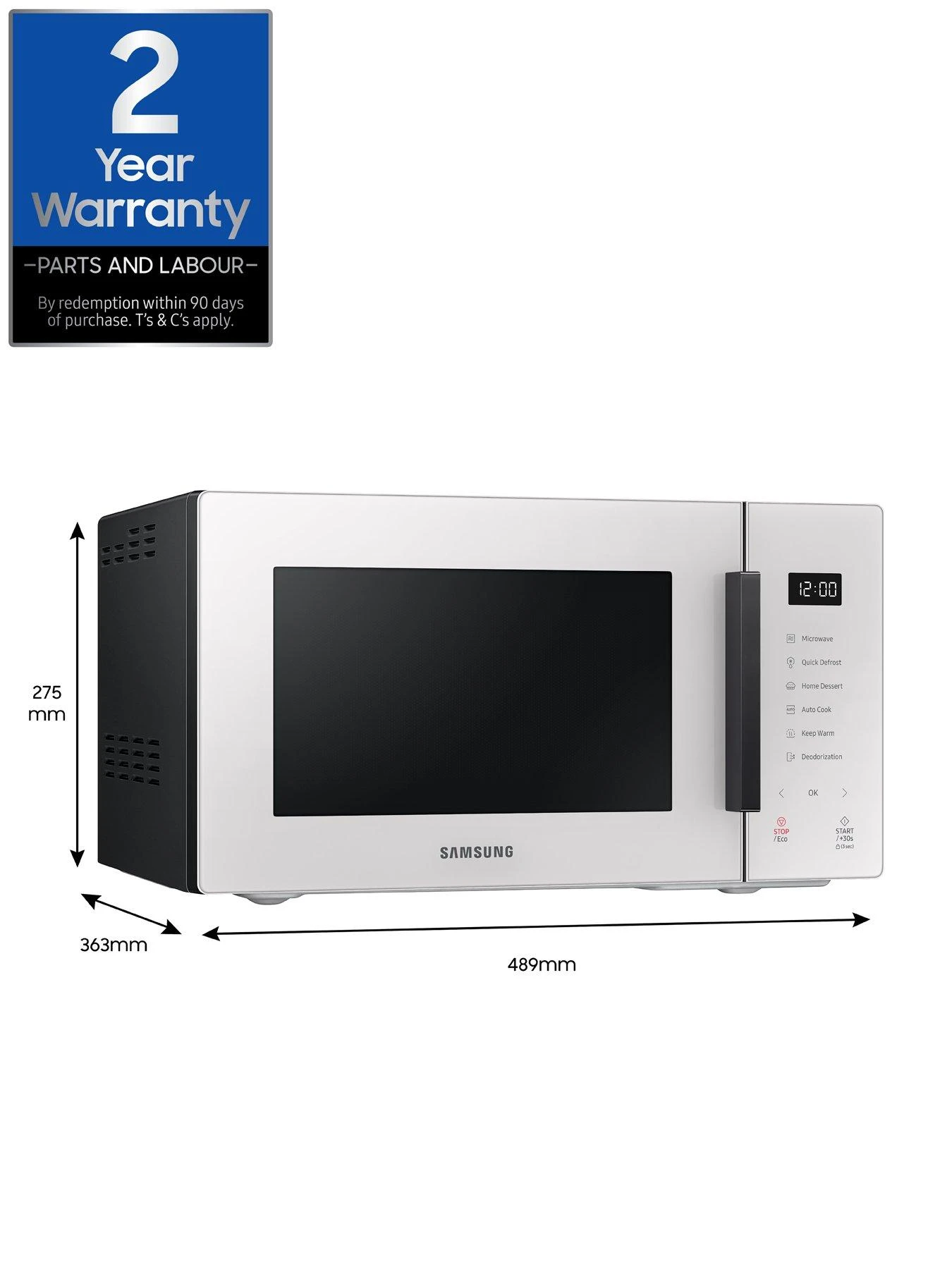 Samsung Bespoke MS23T5018AE/EU 23L Solo Microwave - White - Image 7