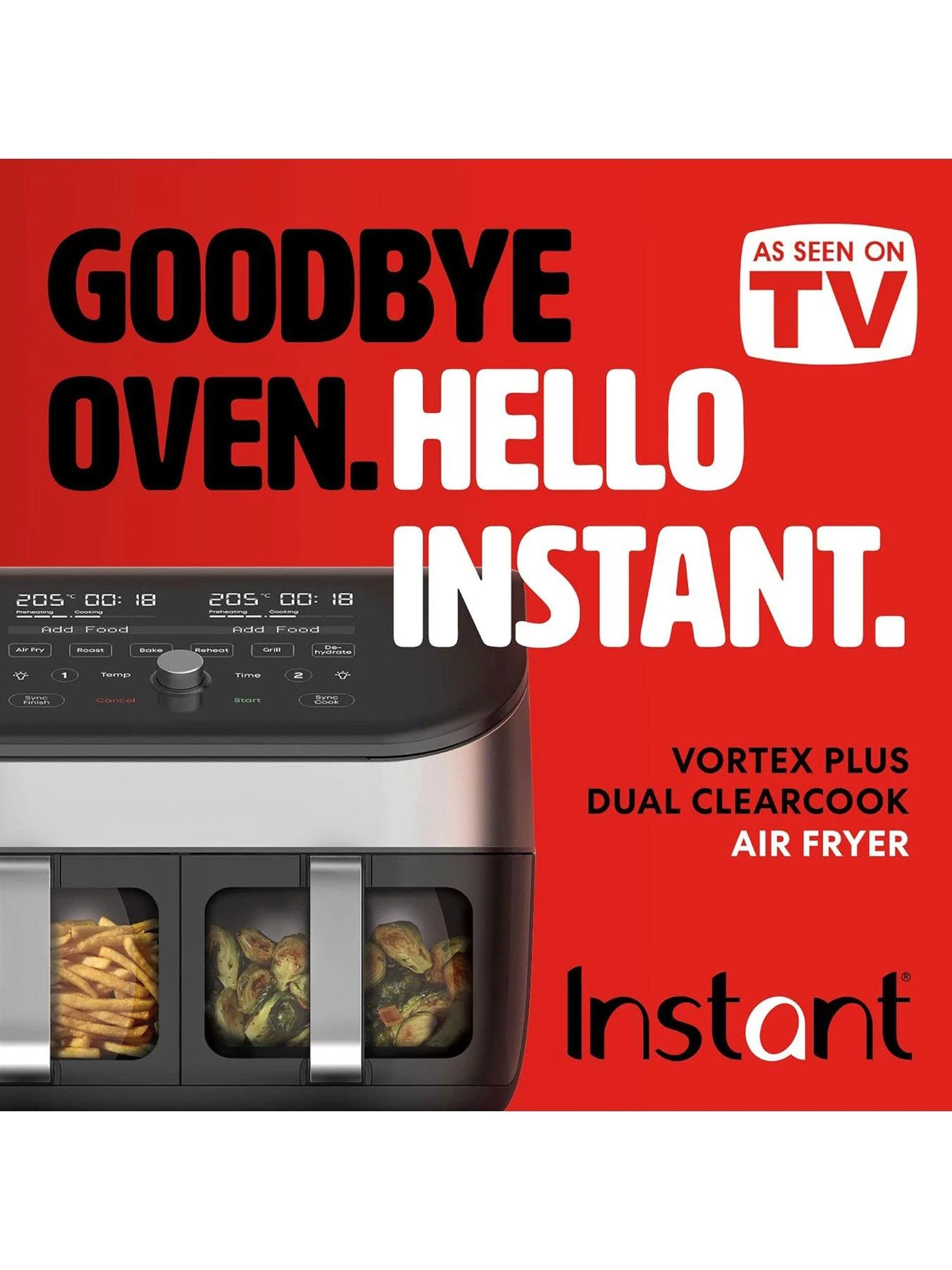 Instant Vortex Plus Dual Air Fryer With ClearCook, Stainless Steel 7.6L- Air Fry, Bake, Roast, Grill, Dehydrate & Reheat - Image 2
