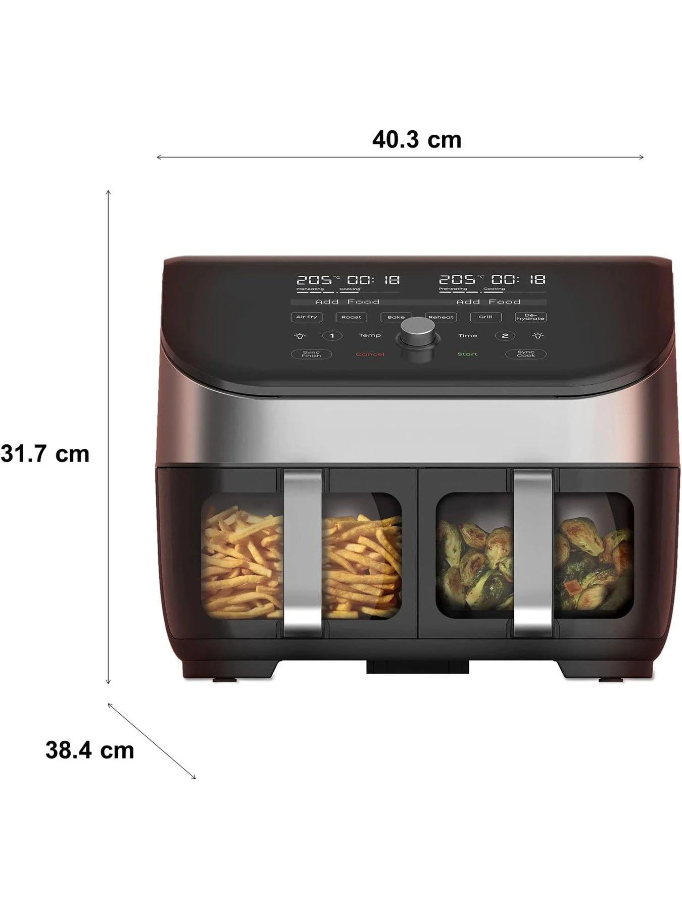 Instant Vortex Plus Dual Air Fryer With ClearCook, Stainless Steel 7.6L- Air Fry, Bake, Roast, Grill, Dehydrate & Reheat - Image 6