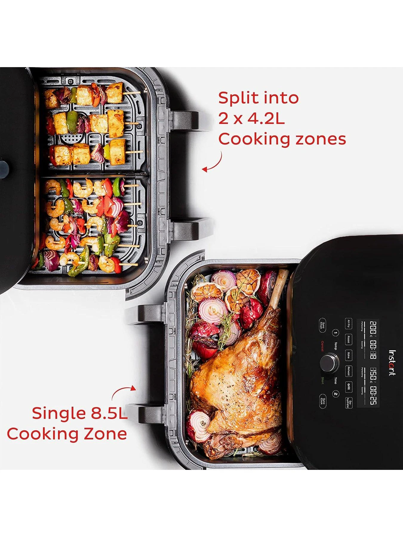 Instant Vortex Plus VersaZone Air Fryer, Black 8.5L- Air Fry, Bake, Roast, Grill, Dehydrate & Reheat - Image 4