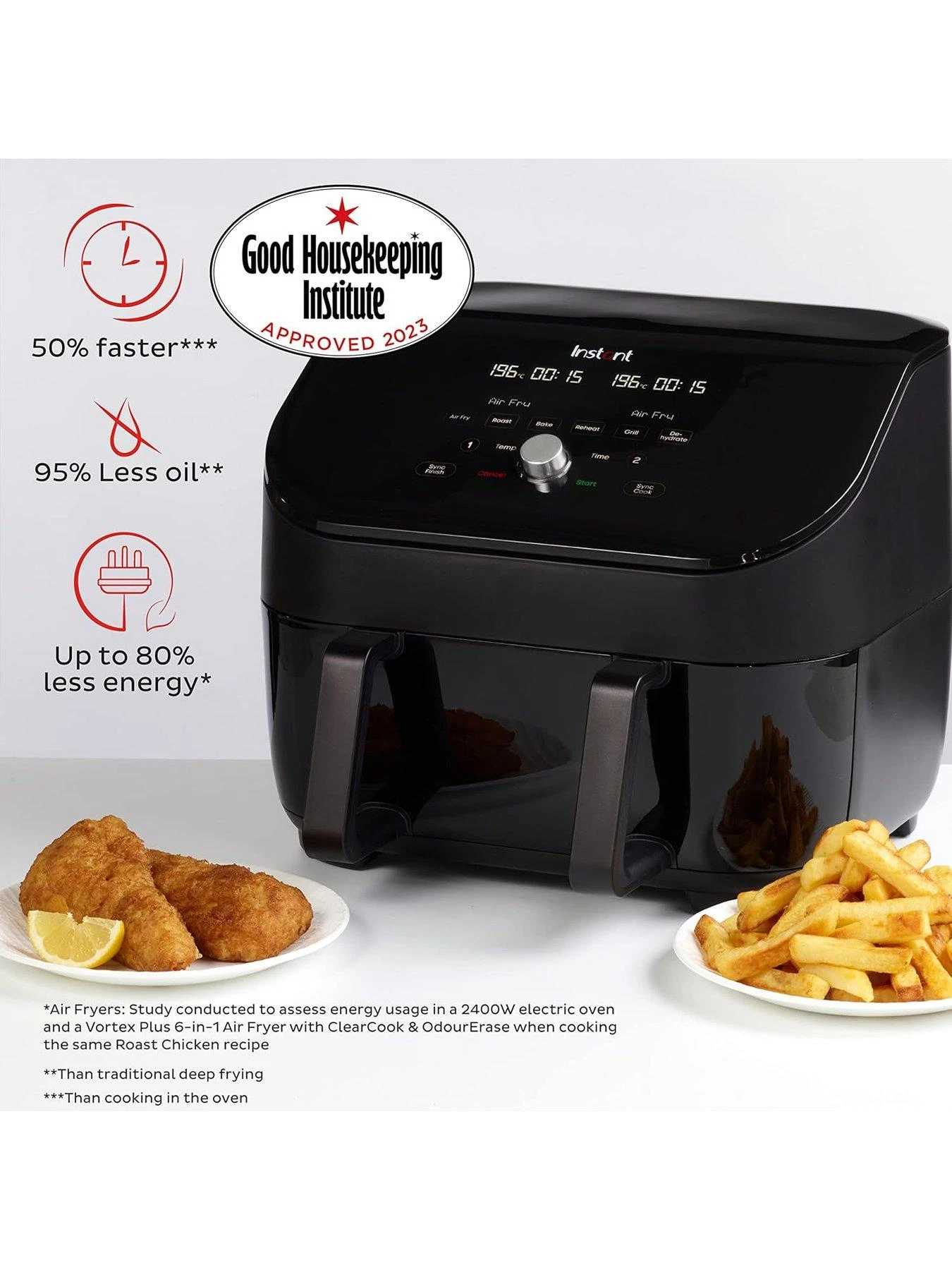 Instant Vortex Plus VersaZone Air Fryer, Black 8.5L- Air Fry, Bake, Roast, Grill, Dehydrate & Reheat - Image 5