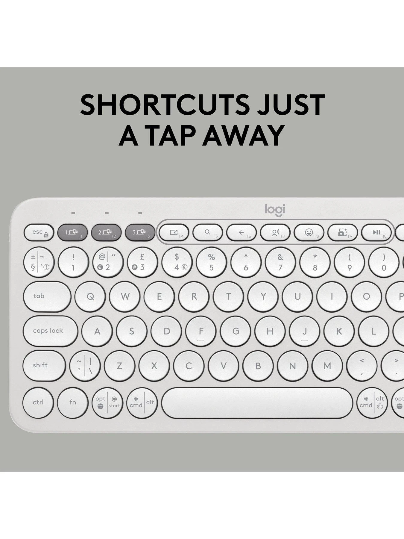 Logitech Pebble Keys 2 K380s, Multi-Device Bluetooth Wireless Keyboard, Slim And Portable - Off White - Image 4