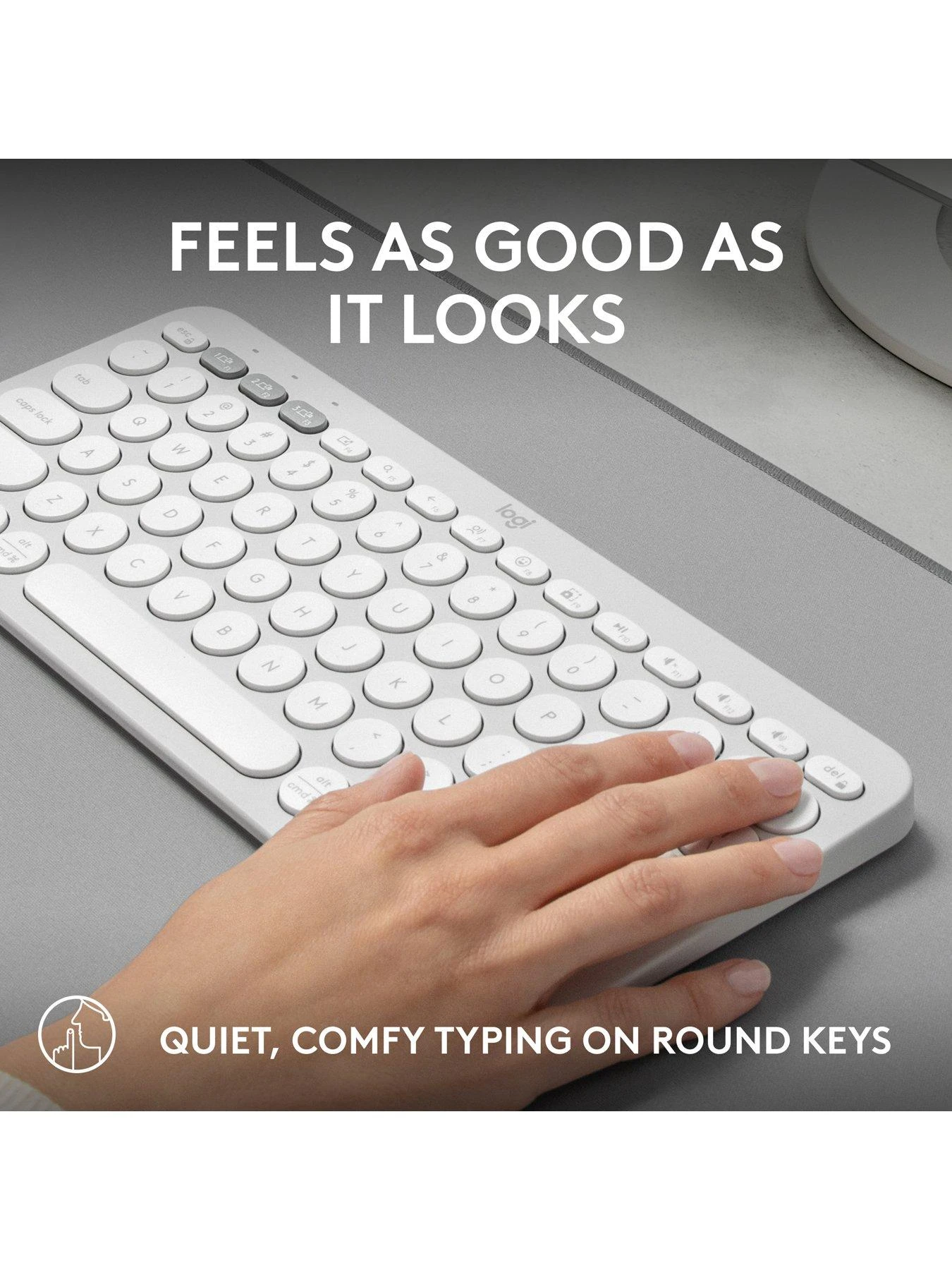 Logitech Pebble Keys 2 K380s, Multi-Device Bluetooth Wireless Keyboard, Slim And Portable - Off White - Image 5