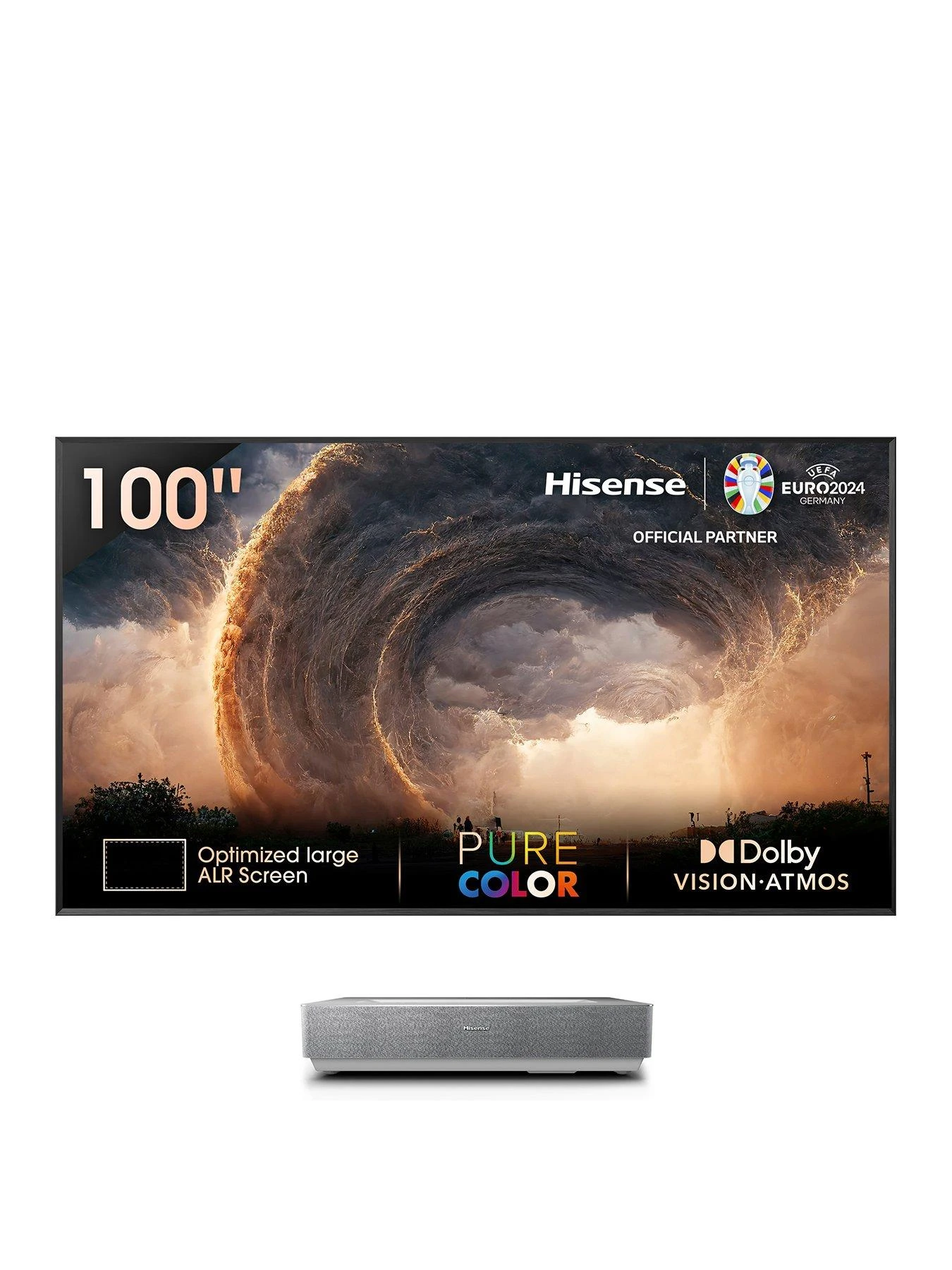 Hisense 100L5H 100-inch 4K Ultra Short Throw Laser TV - supports Dolby Atmos, Dolby Vision HDR/HDR10/HLG & Alexa & Freeview Play (Screen Included)