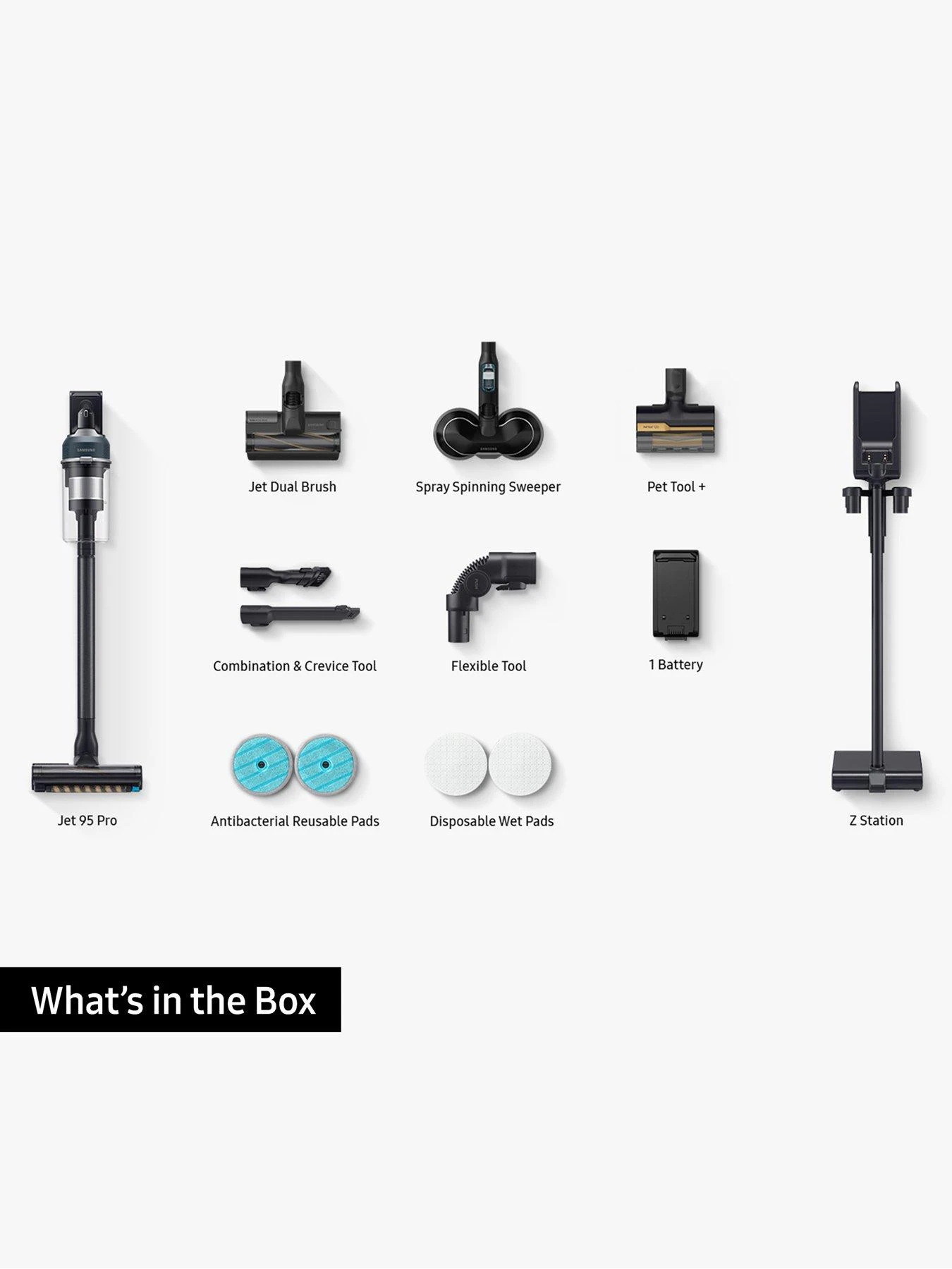 Samsung Jet 95 Pro Max 210W Cordless Vacuum Cleaner With Pet Tool+ & Spray Spinning Sweeper - Midnight Blue - Image 7