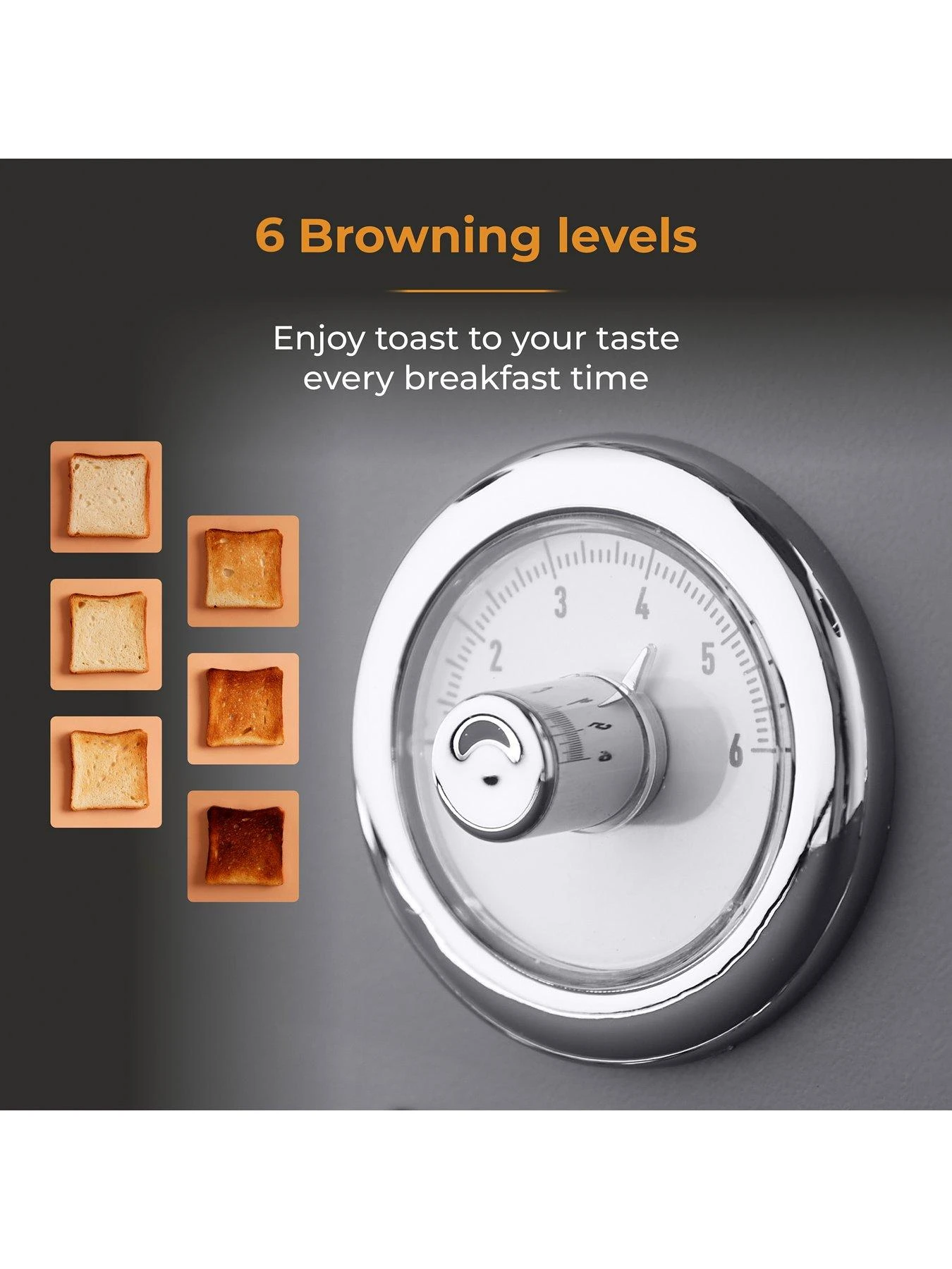 Tower T20065GRY Renaissance 4-Slice Toaster - Grey - Image 3