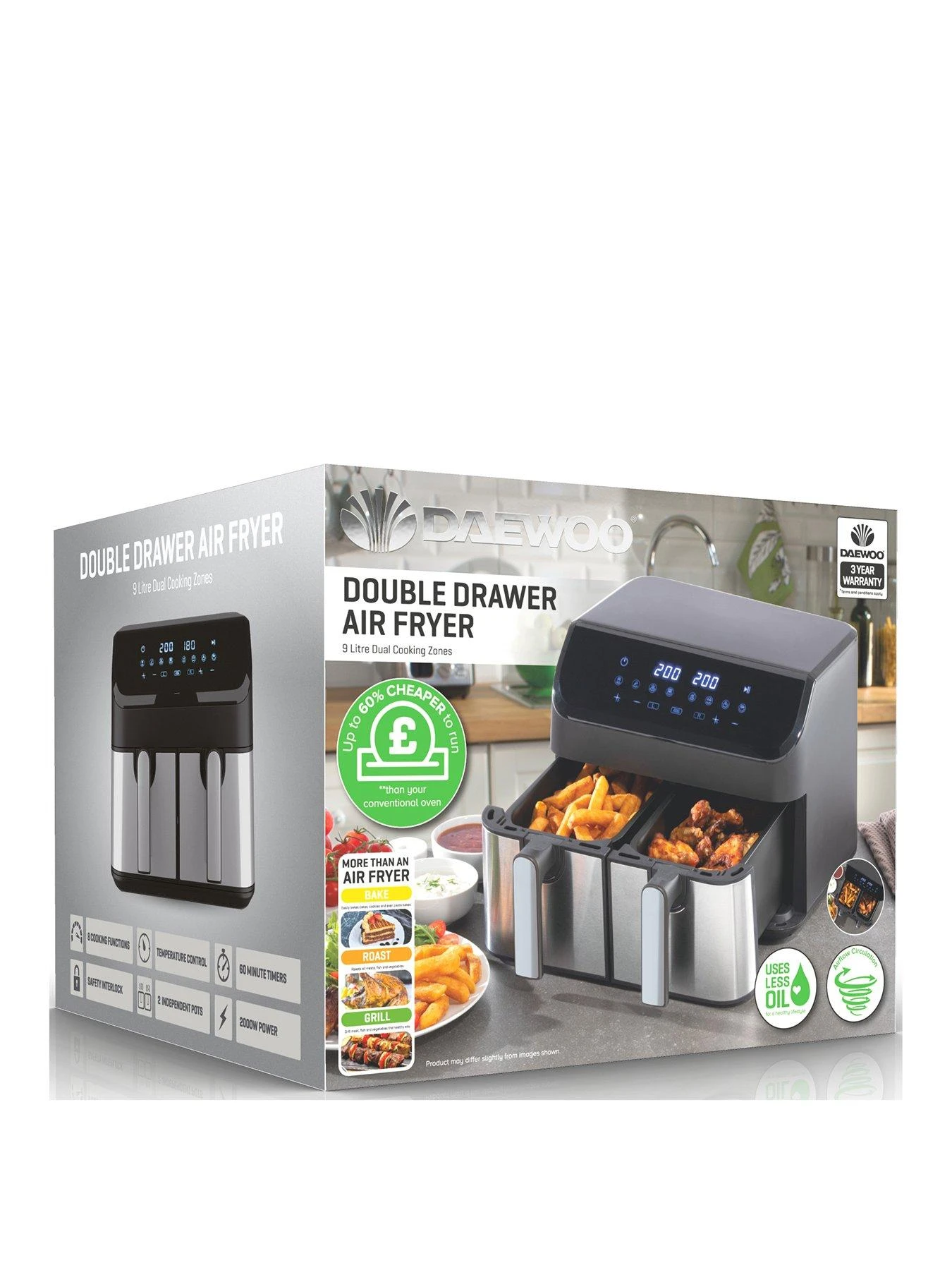 Daewoo 9L Double Draw Air Fryer